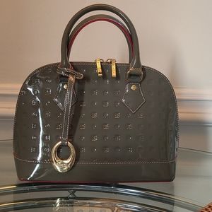 Arcadia Patent Leather Small Satchel Taupe